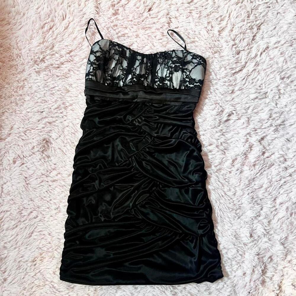 Vintage Y2K Ruched Whimsygoth Gothic Dark Romance Feminine Formal Cocktail Dress